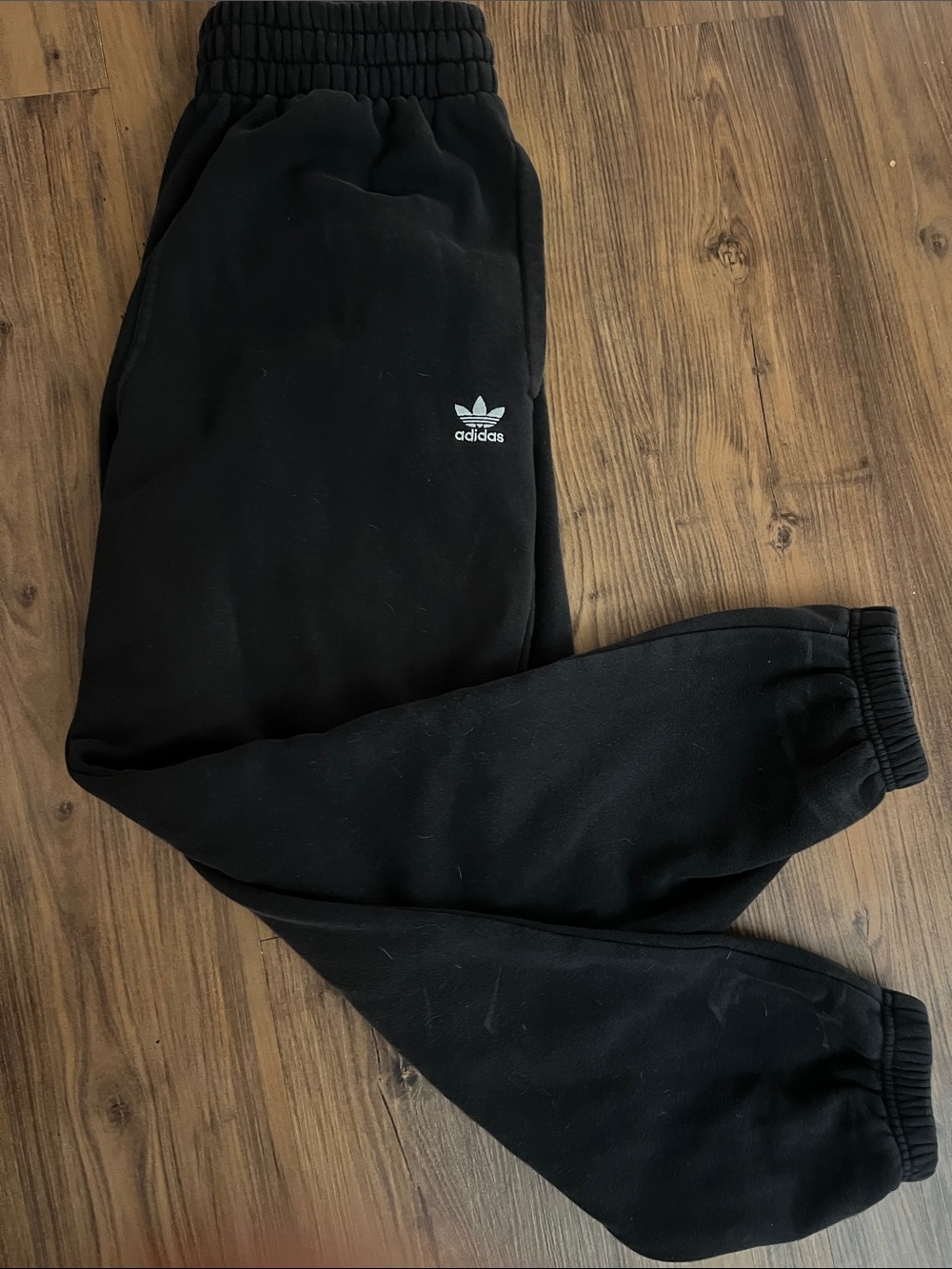 adidas Black Jogger Sweatpants with White Trefoil Logo